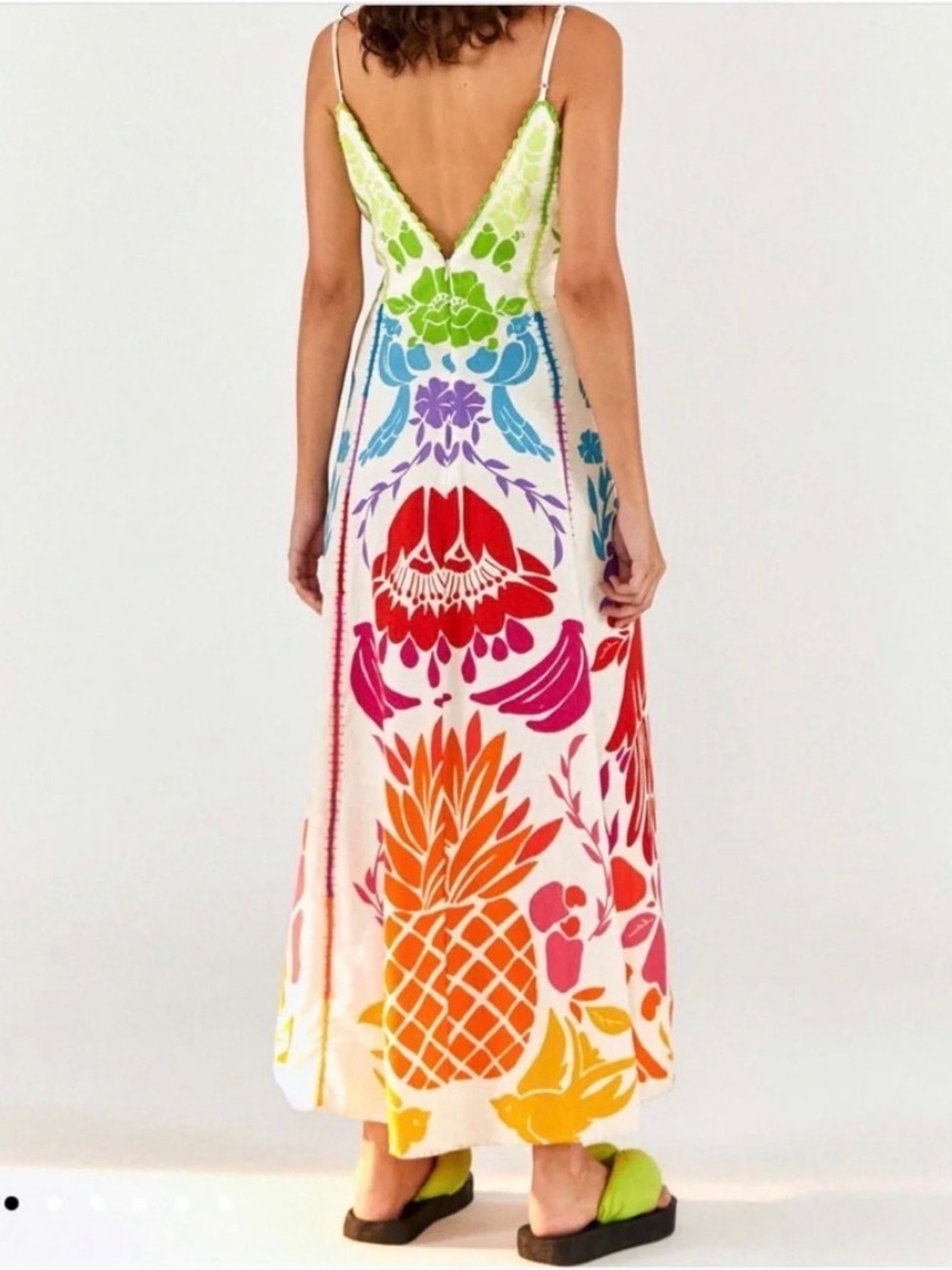 FARM Rio White Maxi Dress with Rainbow Floral Print - Picture 2 of 3